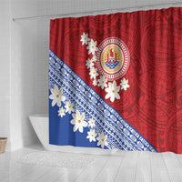 French Polynesia Shower Curtain Tahitian Tiare Flowers Tribal LT9 - Polynesian Pride
