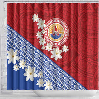 French Polynesia Shower Curtain Tahitian Tiare Flowers Tribal LT9 - Polynesian Pride