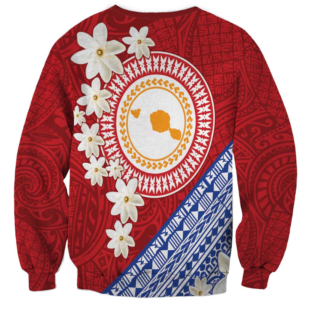 French Polynesia Sweatshirt Tahitian Tiare Flowers Tribal LT9 - Polynesian Pride