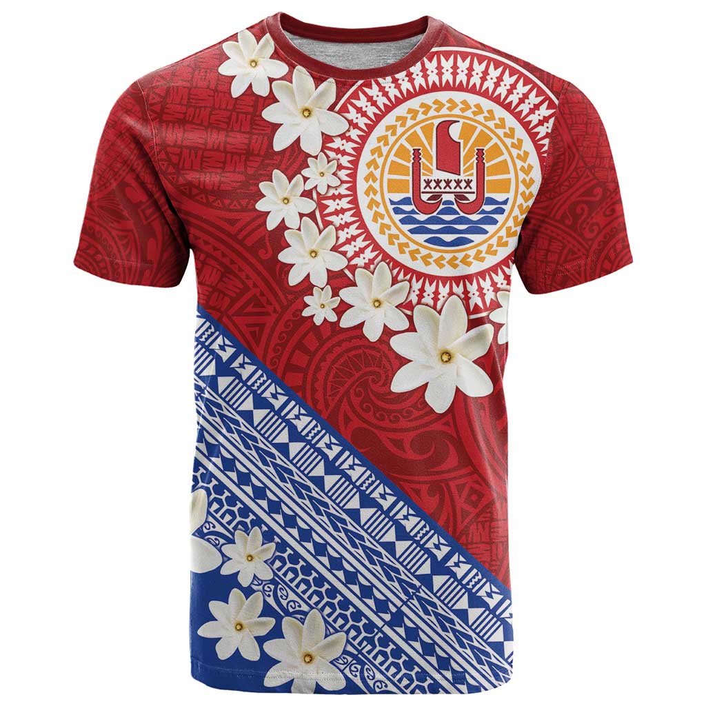 French Polynesia T Shirt Tahitian Tiare Flowers Tribal LT9 Red - Polynesian Pride