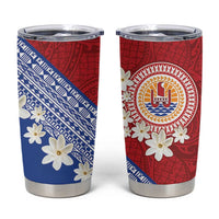 French Polynesia Tumbler Cup Tahitian Tiare Flowers Tribal LT9 Red - Polynesian Pride