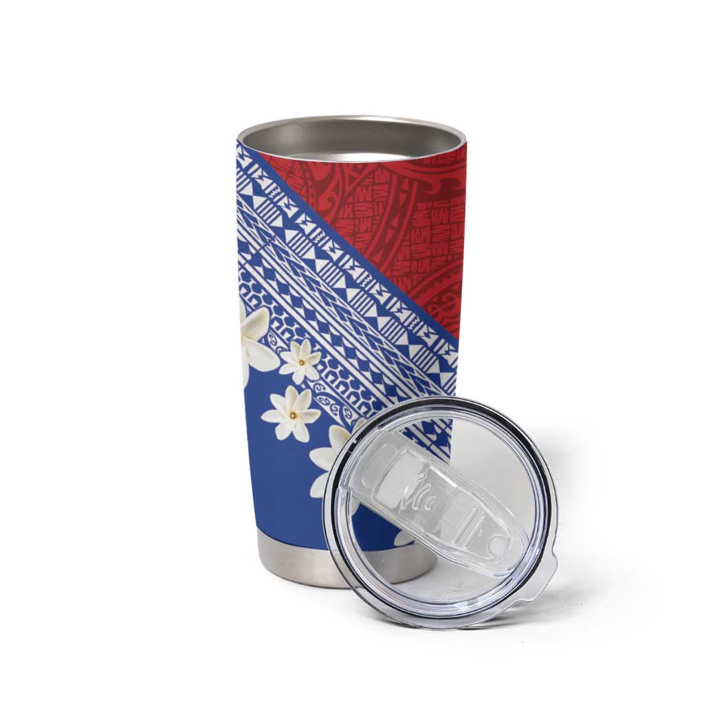 French Polynesia Tumbler Cup Tahitian Tiare Flowers Tribal LT9 - Polynesian Pride