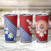 French Polynesia Tumbler Cup Tahitian Tiare Flowers Tribal LT9 - Polynesian Pride