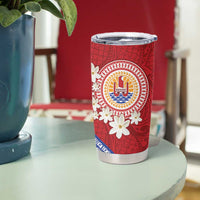 French Polynesia Tumbler Cup Tahitian Tiare Flowers Tribal LT9 - Polynesian Pride