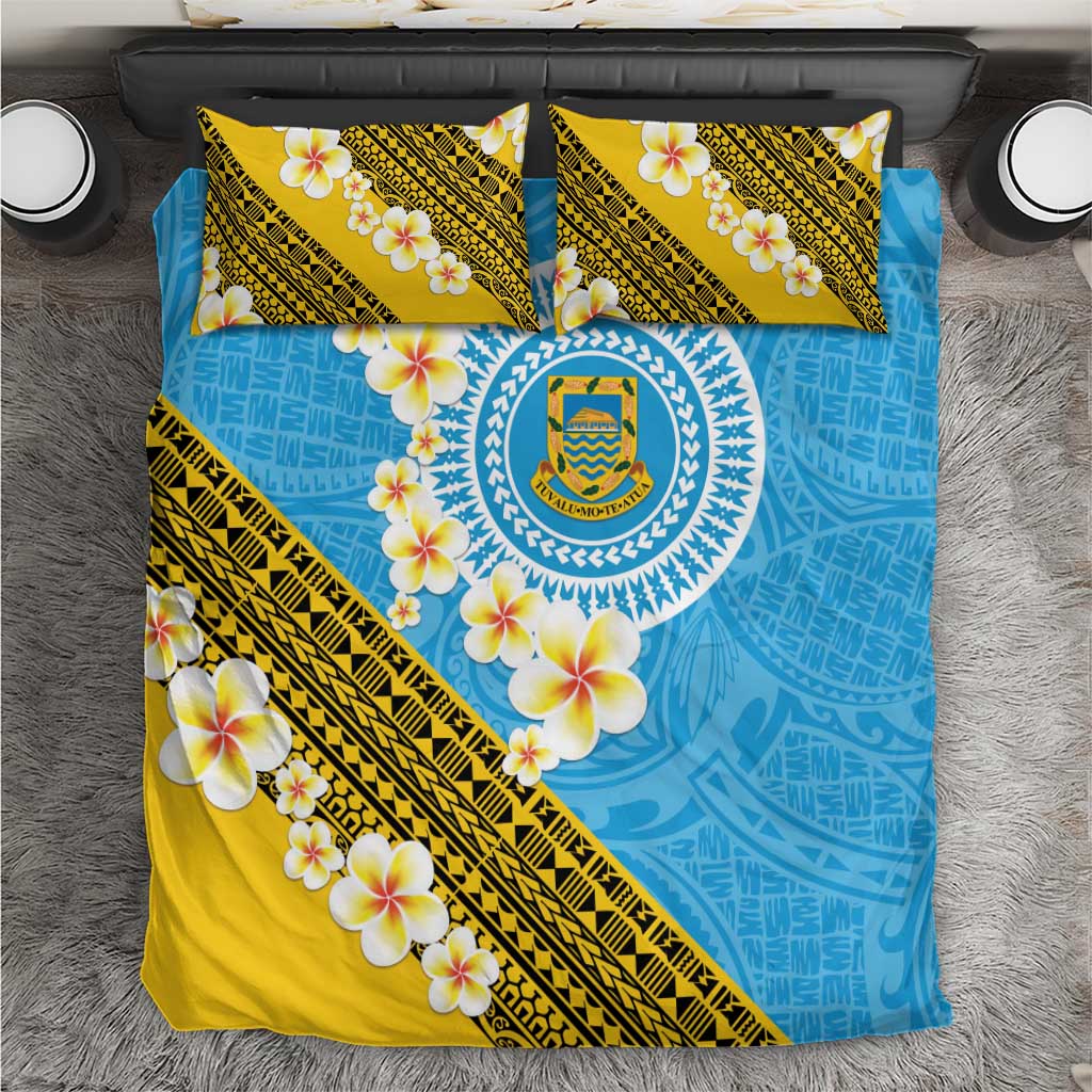 Tuvalu Plumeria Flowers Bedding Set Polynesian Tribal Pattern LT9 Blue - Polynesian Pride