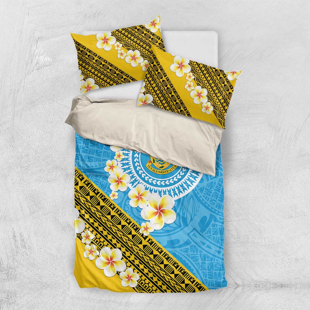 Tuvalu Plumeria Flowers Bedding Set Polynesian Tribal Pattern LT9 US Twin 172cm x 218cm Blue - Polynesian Pride