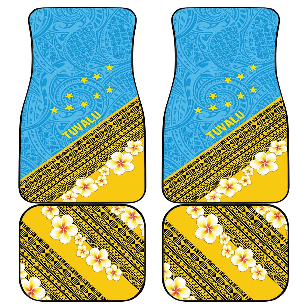 Tuvalu Plumeria Flowers Car Mats Polynesian Tribal Pattern