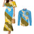 Tuvalu Plumeria Flowers Couples Matching Mermaid Dress and Long Sleeve Button Shirt Polynesian Tribal Pattern