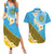 Tuvalu Plumeria Flowers Couples Matching Summer Maxi Dress and Hawaiian Shirt Polynesian Tribal Pattern