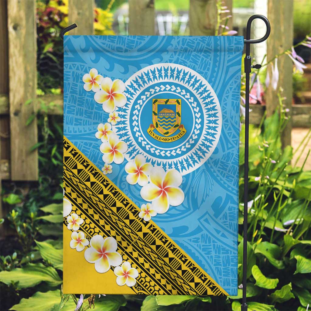 Tuvalu Plumeria Flowers Garden Flag Polynesian Tribal Pattern