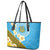 Tuvalu Plumeria Flowers Leather Tote Bag Polynesian Tribal Pattern