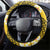 Tuvalu Plumeria Flowers Steering Wheel Cover Polynesian Tribal Pattern