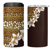 Vintage Hibiscus Turtle Pattern 4 in 1 Can Cooler Tumbler with Plumeria Half Style LT9 One Size: 16 oz Gold - Polynesian Pride