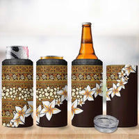 Vintage Hibiscus Turtle Pattern 4 in 1 Can Cooler Tumbler with Plumeria Half Style LT9 - Polynesian Pride