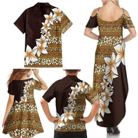 Vintage Hibiscus Turtle Pattern Family Matching Summer Maxi Dress and Hawaiian Shirt with Plumeria Half Style