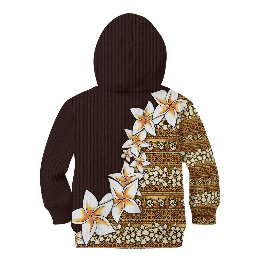 Vintage Hibiscus Turtle Pattern Kid Hoodie with Plumeria Half Style
