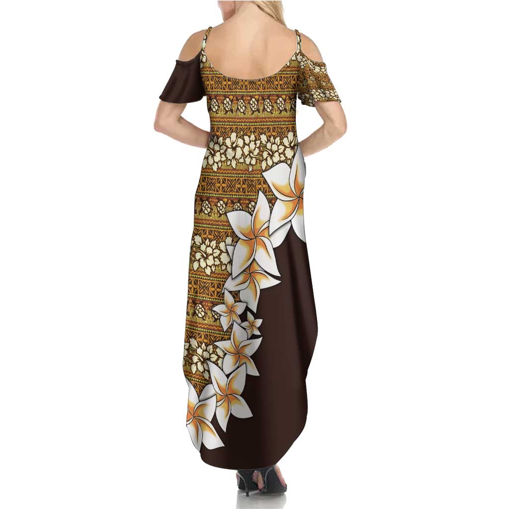 Vintage Hibiscus Turtle Pattern Summer Maxi Dress with Plumeria Half Style