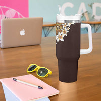 Vintage Hibiscus Turtle Pattern Tumbler With Handle with Plumeria Half Style