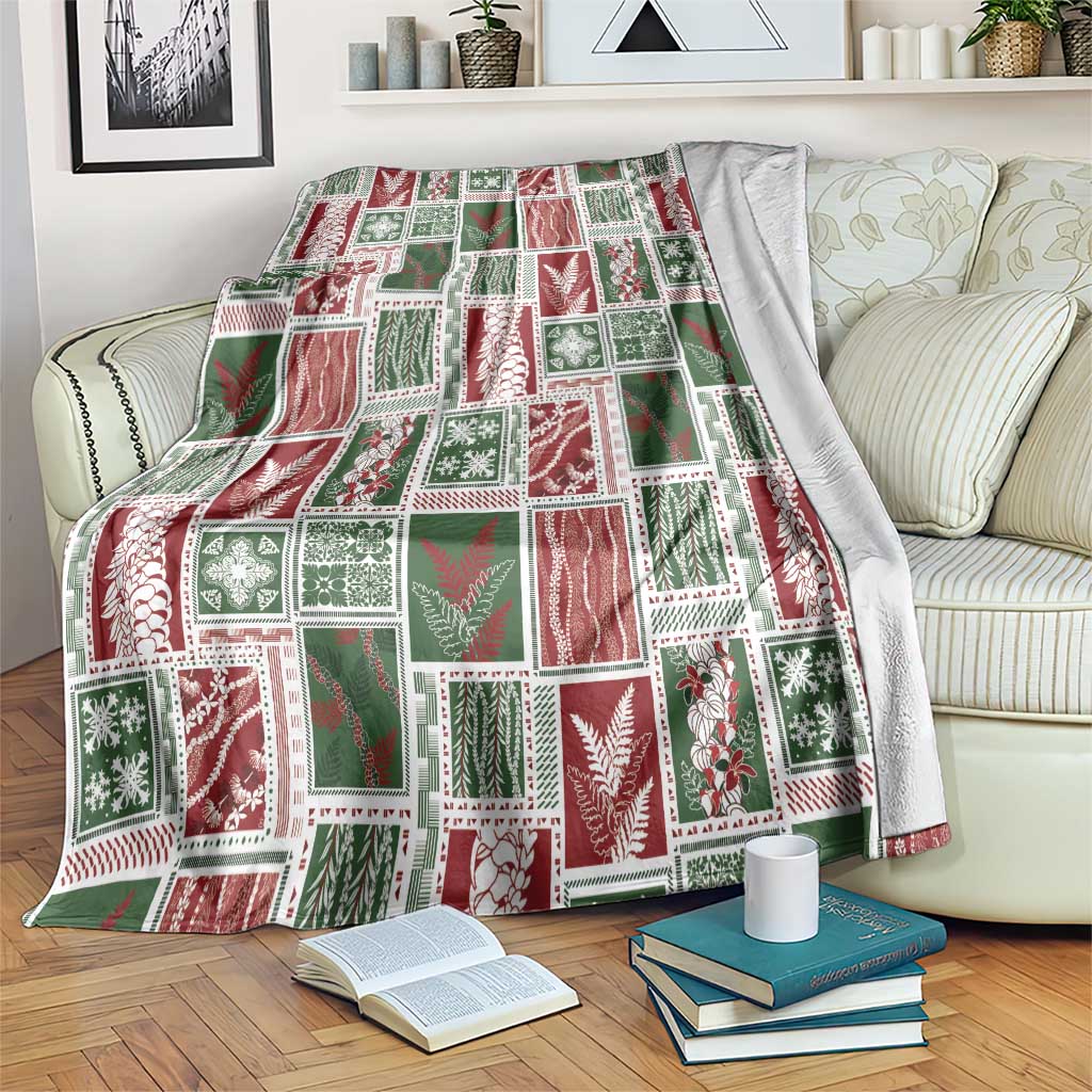Mele Kalikimaka Hawaiian Quilt and Lei Patchwork Blanket - Polynesian Pride