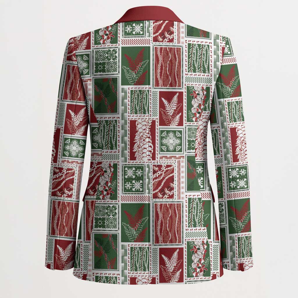 Mele Kalikimaka Hawaiian Quilt and Lei Patchwork Blazer - Polynesian Pride