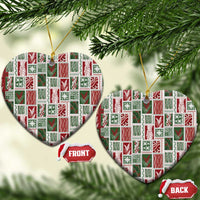 Mele Kalikimaka Hawaiian Quilt and Lei Patchwork Ceramic Ornament - Polynesian Pride