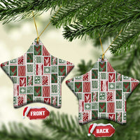 Mele Kalikimaka Hawaiian Quilt and Lei Patchwork Ceramic Ornament - Polynesian Pride