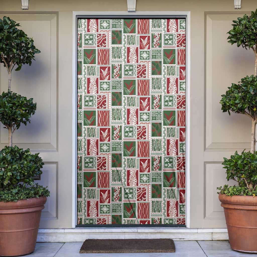 Mele Kalikimaka Hawaiian Quilt and Lei Patchwork Door Cover - Polynesian Pride
