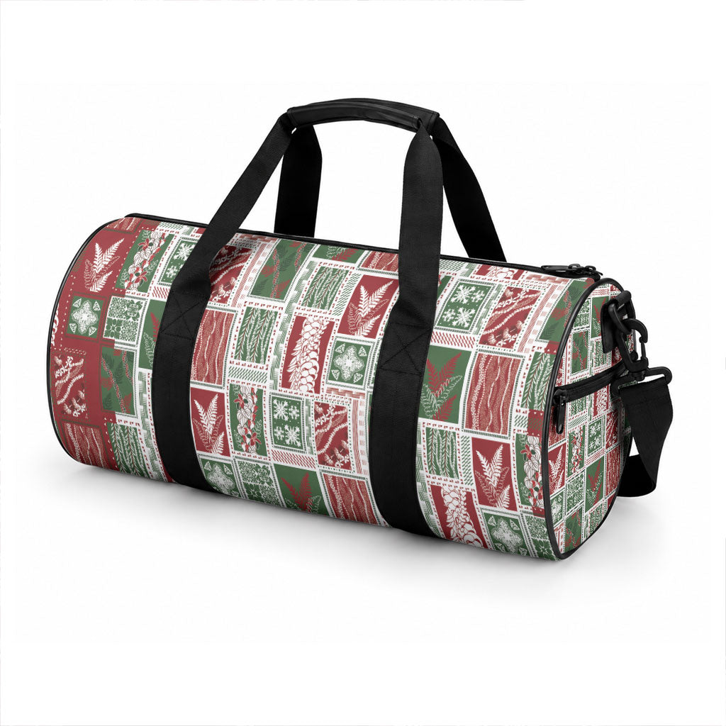 Mele Kalikimaka Hawaiian Quilt and Lei Patchwork Duffle Bag LT9 - Polynesian Pride
