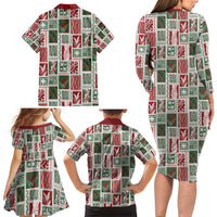 Mele Kalikimaka Hawaiian Quilt and Lei Patchwork Family Matching Long Sleeve Bodycon Dress and Hawaiian Shirt - Polynesian Pride