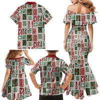 Mele Kalikimaka Hawaiian Quilt and Lei Patchwork Family Matching Mermaid Dress and Hawaiian Shirt - Polynesian Pride