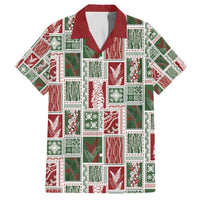 Mele Kalikimaka Hawaiian Quilt and Lei Patchwork Family Matching Off The Shoulder Long Sleeve Dress and Hawaiian Shirt - Polynesian Pride