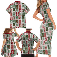 Mele Kalikimaka Hawaiian Quilt and Lei Patchwork Family Matching Short Sleeve Bodycon Dress and Hawaiian Shirt - Polynesian Pride