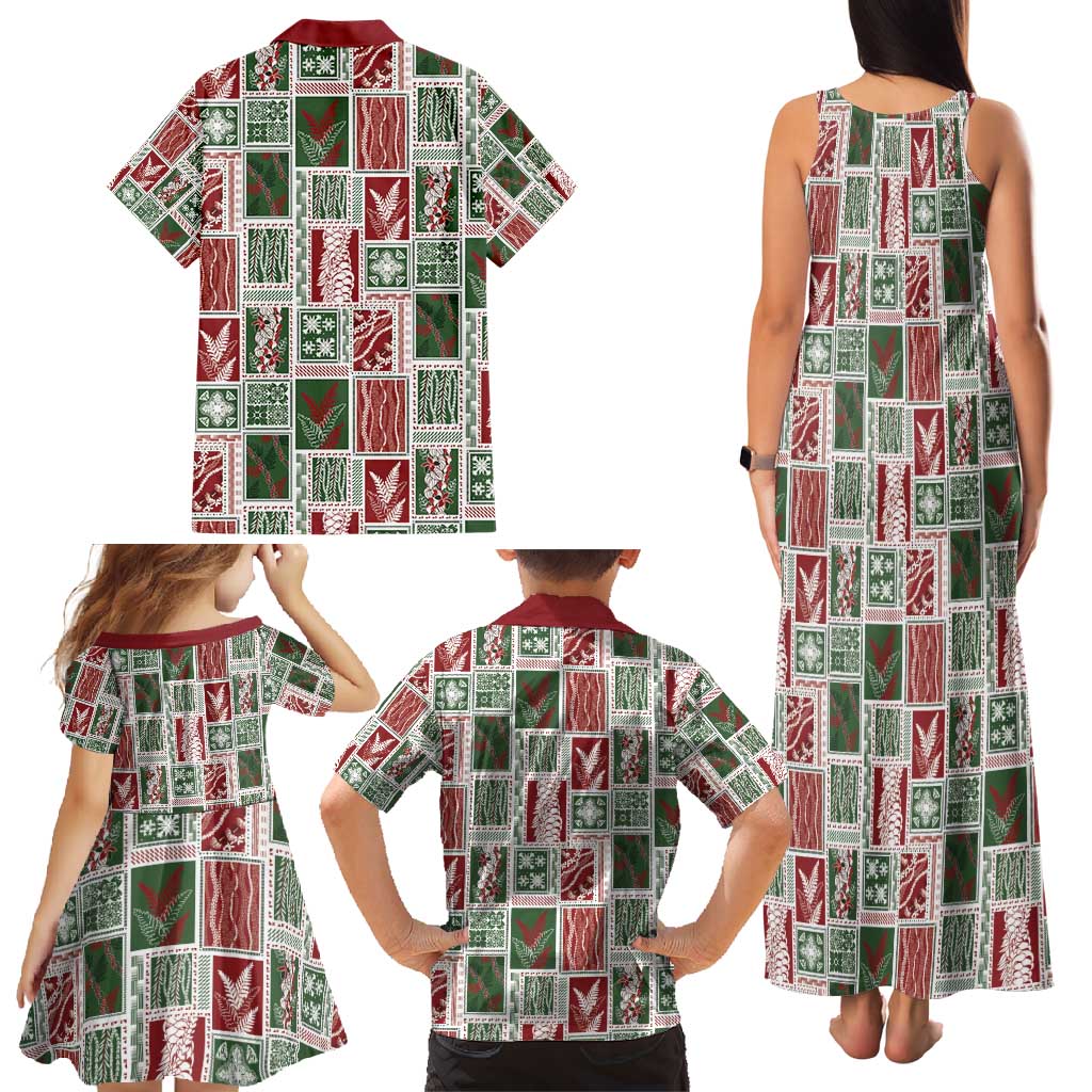 Mele Kalikimaka Hawaiian Quilt and Lei Patchwork Family Matching Tank Maxi Dress and Hawaiian Shirt - Polynesian Pride