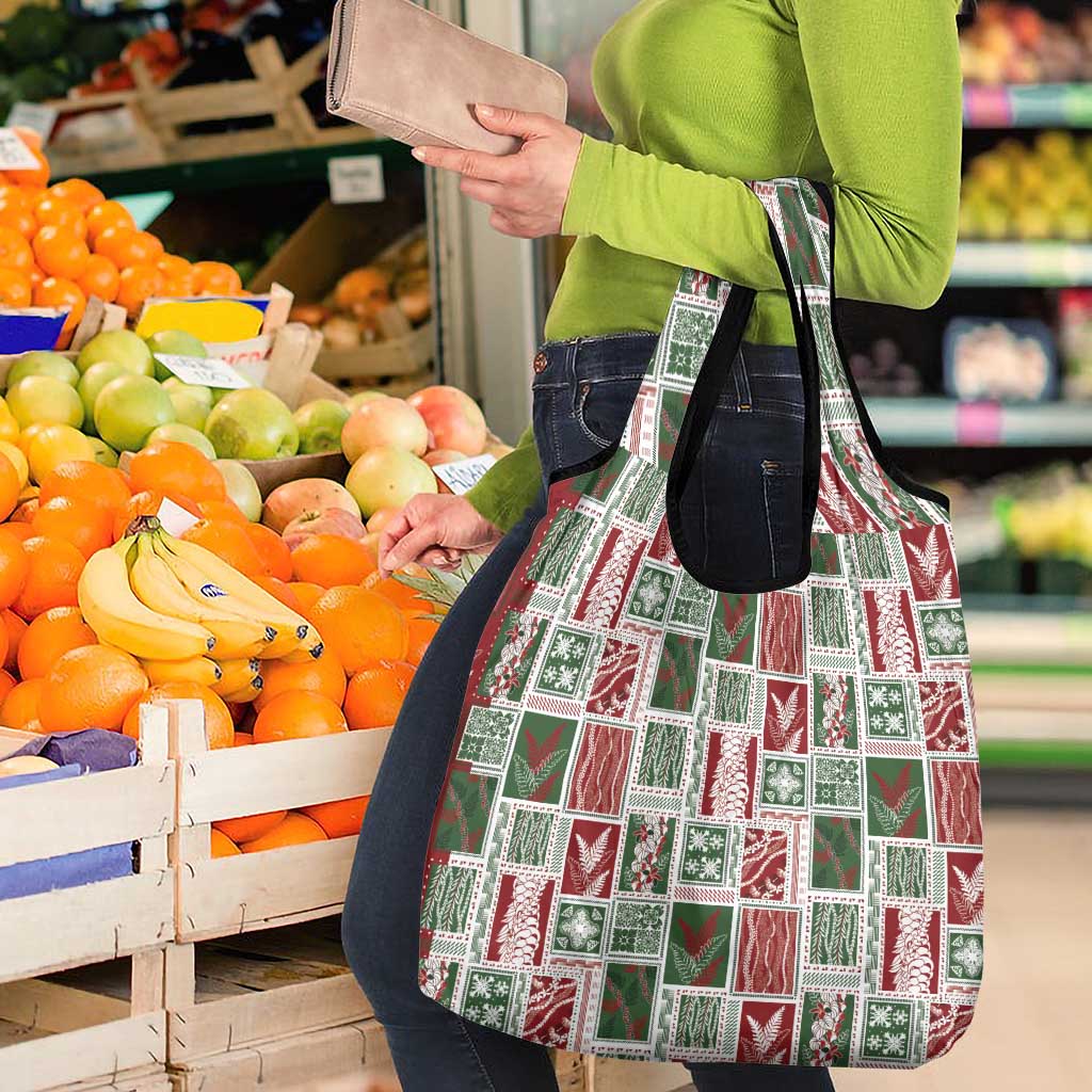 Mele Kalikimaka Hawaiian Quilt and Lei Patchwork Grocery Bag - Polynesian Pride