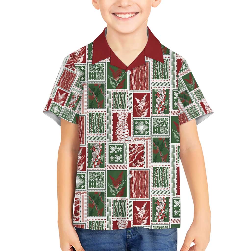 Mele Kalikimaka Hawaiian Quilt and Lei Patchwork Hawaiian Shirt - Polynesian Pride