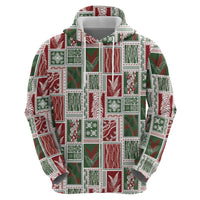 Mele Kalikimaka Hawaiian Quilt and Lei Patchwork Hoodie - Polynesian Pride