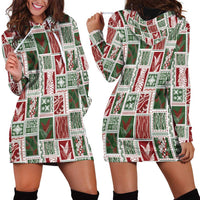 Mele Kalikimaka Hawaiian Quilt and Lei Patchwork Hoodie Dress - Polynesian Pride