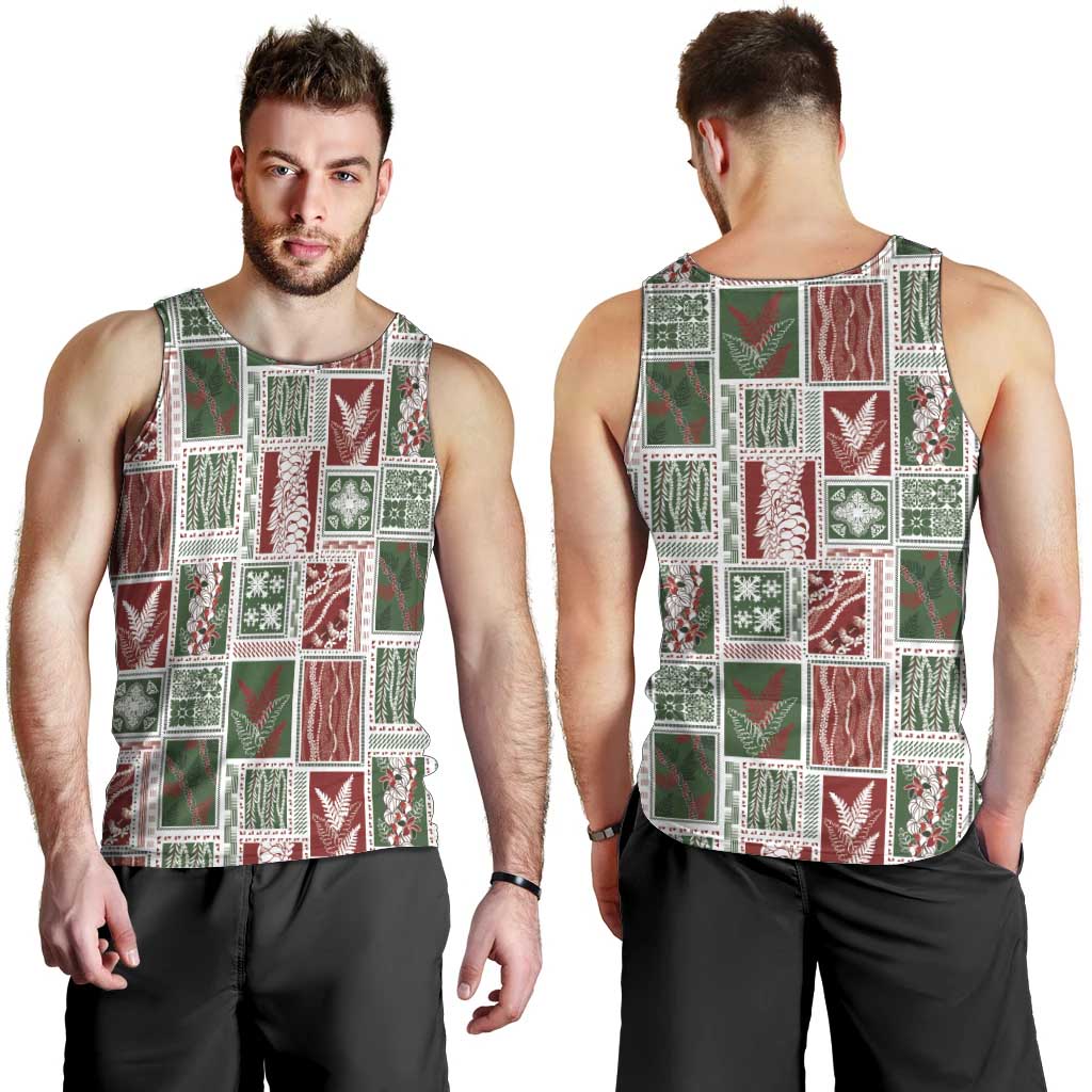 Mele Kalikimaka Hawaiian Quilt and Lei Patchwork Men Tank Top - Polynesian Pride