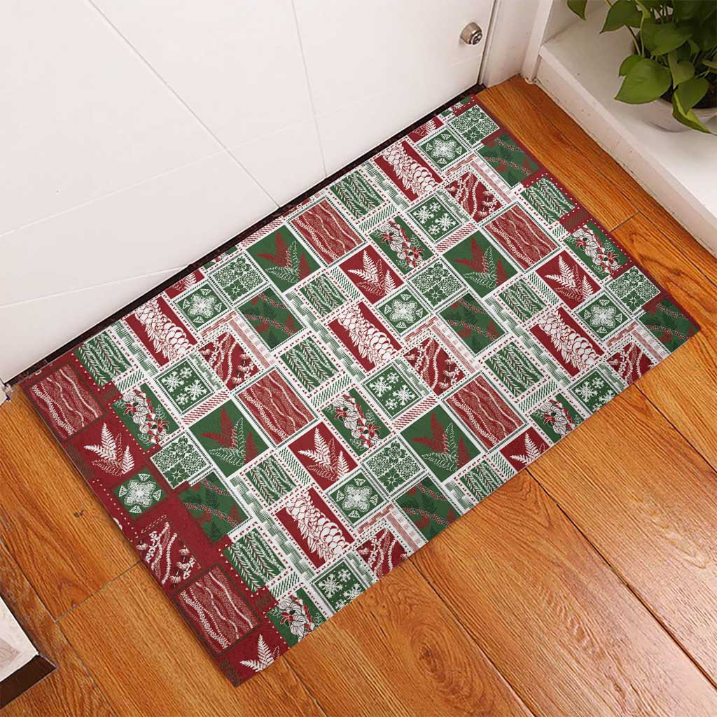 Mele Kalikimaka Hawaiian Quilt and Lei Patchwork Rubber Doormat - Polynesian Pride