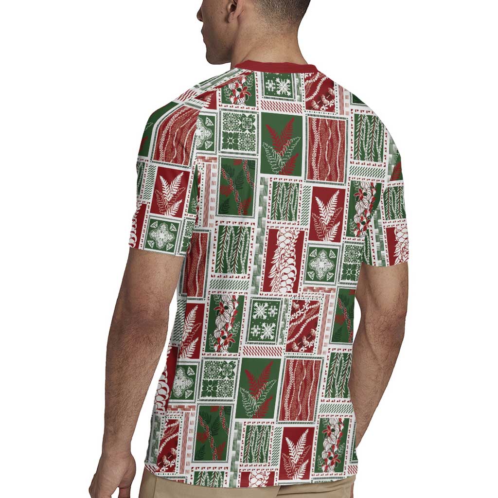 Mele Kalikimaka Hawaiian Quilt and Lei Patchwork Rugby Jersey - Polynesian Pride