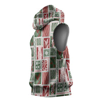 Mele Kalikimaka Hawaiian Quilt and Lei Patchwork Sleeveless Hoodie - Polynesian Pride