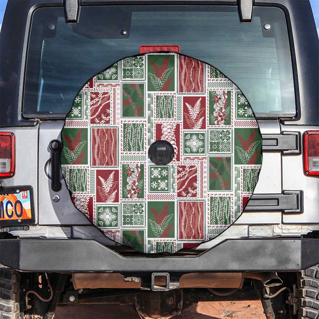 Mele Kalikimaka Hawaiian Quilt and Lei Patchwork Spare Tire Cover - Polynesian Pride