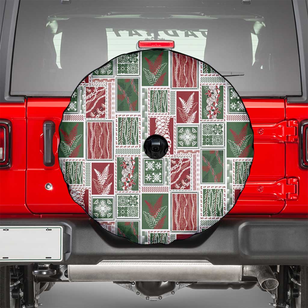Mele Kalikimaka Hawaiian Quilt and Lei Patchwork Spare Tire Cover - Polynesian Pride