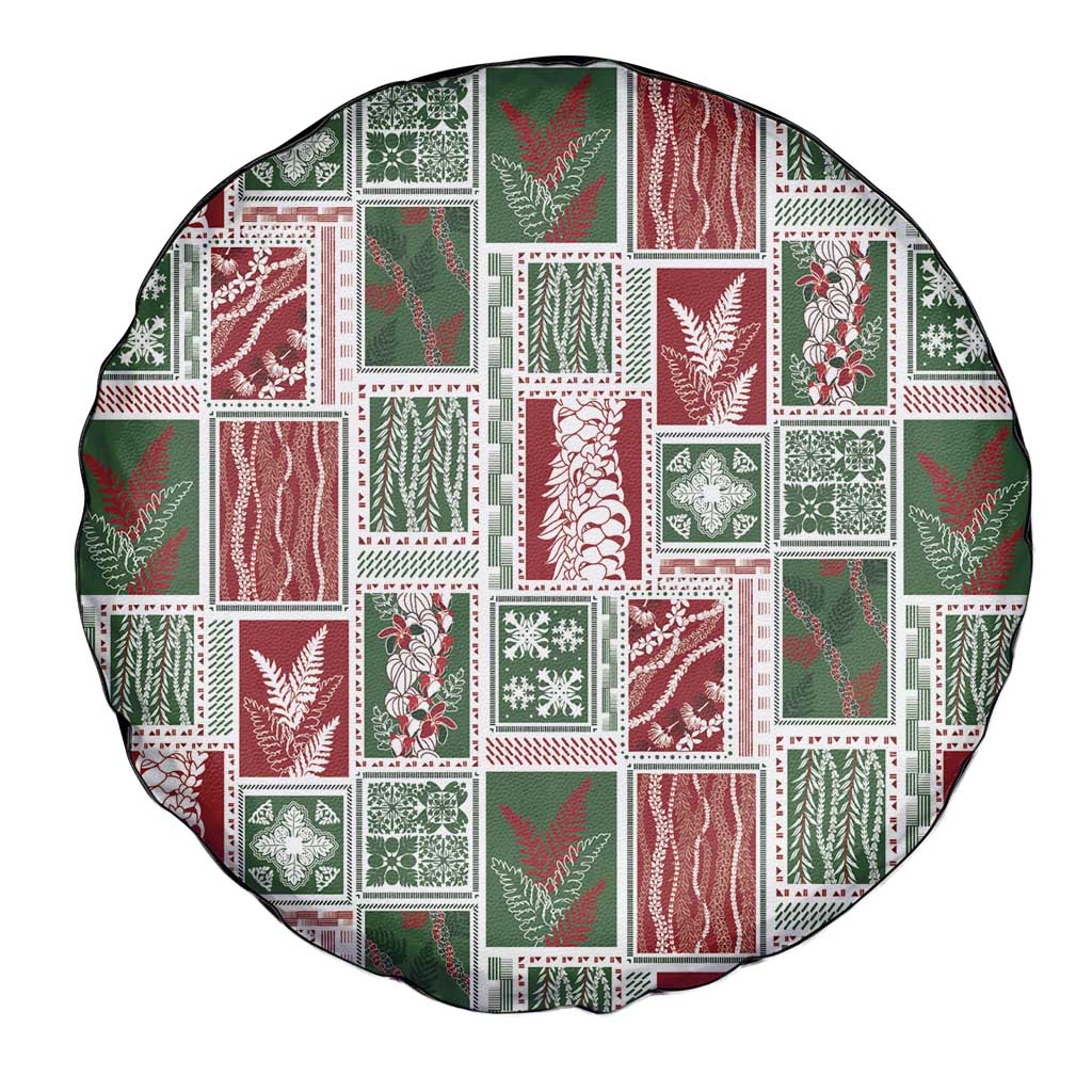 Mele Kalikimaka Hawaiian Quilt and Lei Patchwork Spare Tire Cover - Polynesian Pride