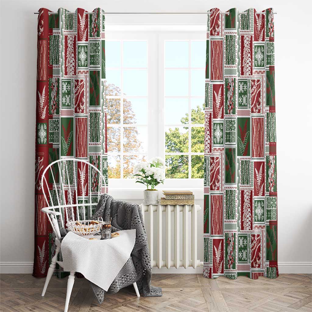 Mele Kalikimaka Hawaiian Quilt and Lei Patchwork Window Curtain - Polynesian Pride