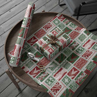 Mele Kalikimaka Hawaiian Quilt and Lei Patchwork Wrapping Paper - Polynesian Pride