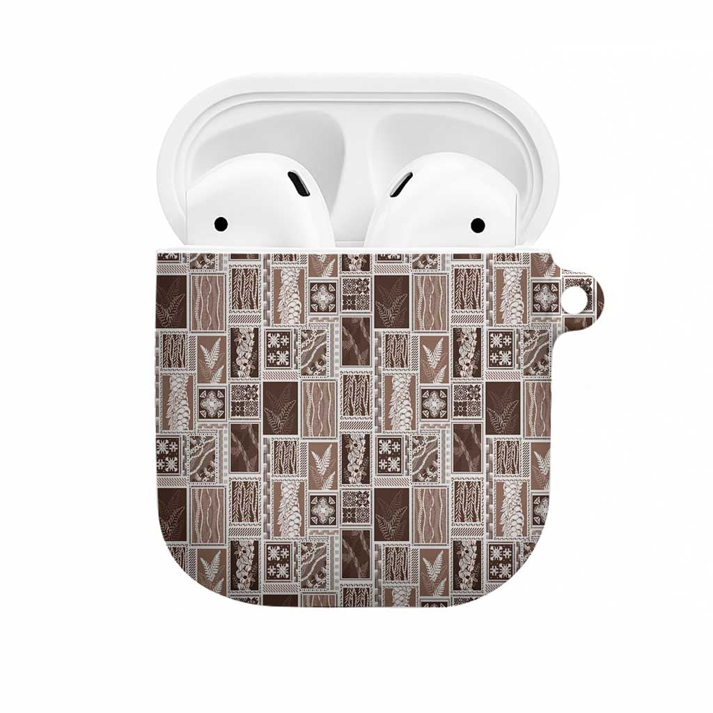 Vintage Aloha Block Quilt AirPods Case Beige Inspired Lei Motifs - Polynesian Pride
