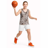 Vintage Aloha Block Quilt Basketball Jersey Beige Inspired Lei Motifs - Polynesian Pride