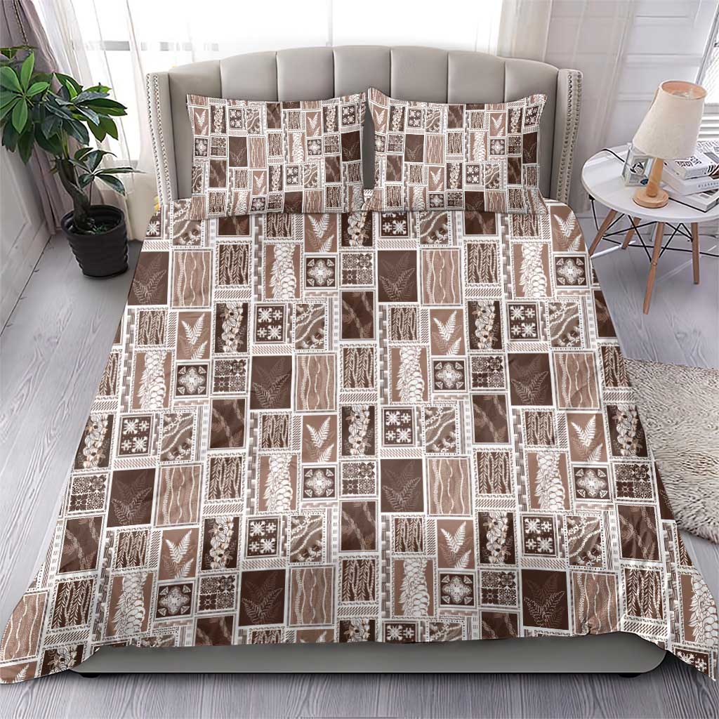 Vintage Aloha Block Quilt Bedding Set Beige Inspired Lei Motifs LT9 - Polynesian Pride