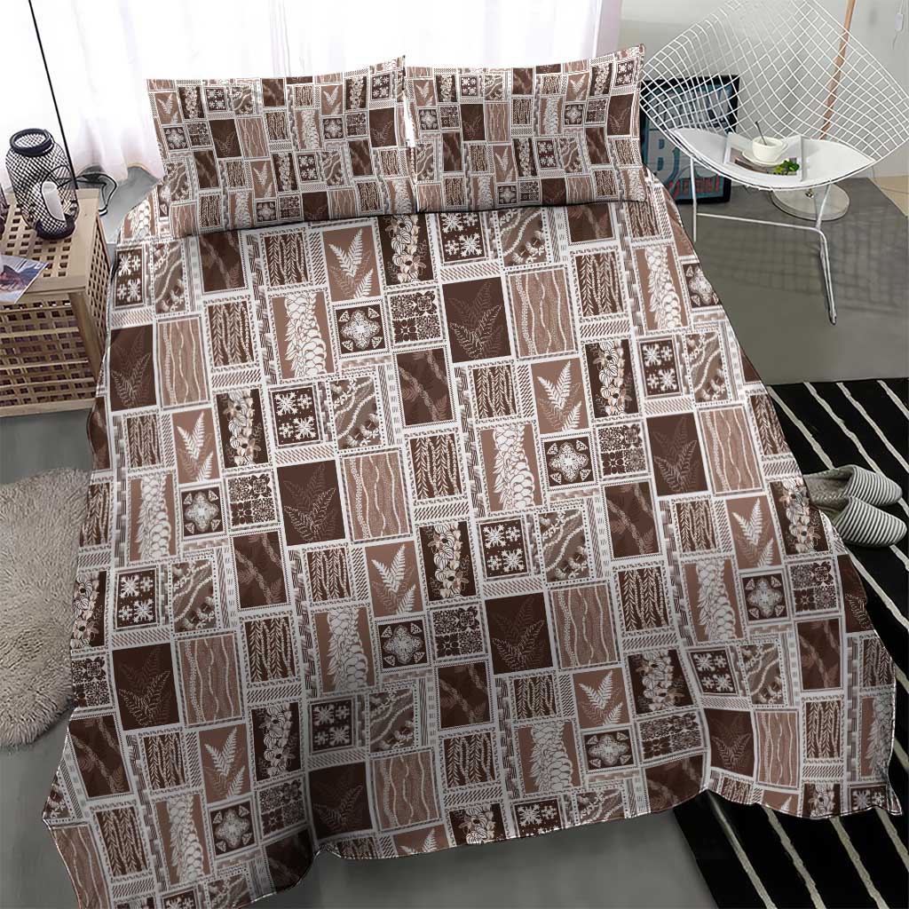 Vintage Aloha Block Quilt Bedding Set Beige Inspired Lei Motifs LT9 - Polynesian Pride